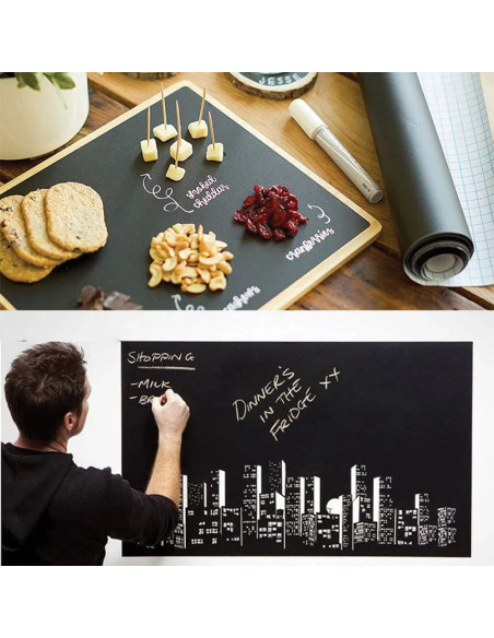 Tableau mural réglable auto-adhésif pour enfants 45 x 200 cm + craie RC-K-340 noir