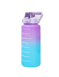 Bouteille d'eau / paille avec gobelet doseur motivant 2L RC-K-992 violet bleu