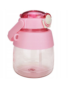 Gourde/bouteille avec paille et cordon pour enfants 1L RC-K-189 rose
