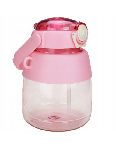 Gourde/bouteille avec paille et cordon pour enfants 1L RC-K-189 rose