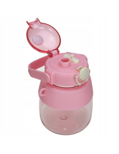 Gourde/bouteille avec paille et cordon pour enfants 1L RC-K-189 rose 2