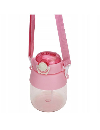 Gourde/bouteille avec paille et cordon pour enfants 1L RC-K-189 rose