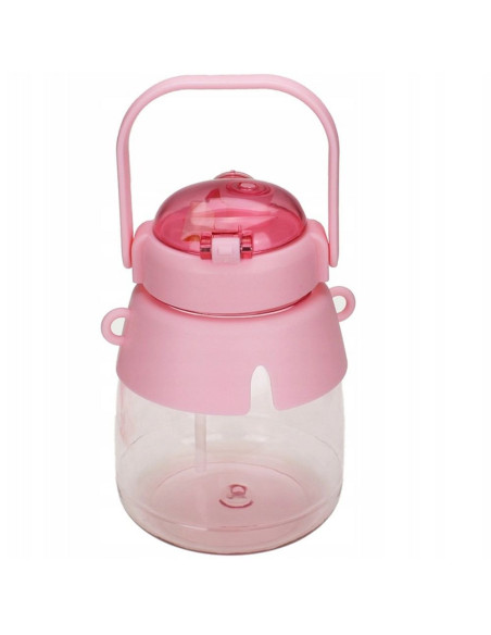 Gourde/bouteille avec paille et cordon pour enfants 1L RC-K-189 rose