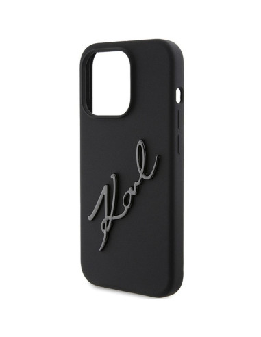 Véritable KARL LAGERFELD Case KLHCP15XSKSBMCK pour iPhone 15 Pro Max (Silicone Karl Script Logo / Noir)