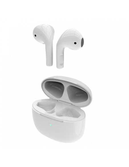 Ecouteurs Bluetooth Stereo TWS SLART AP-TW-B1 + station d"accuei lLightning 8-pin blanc