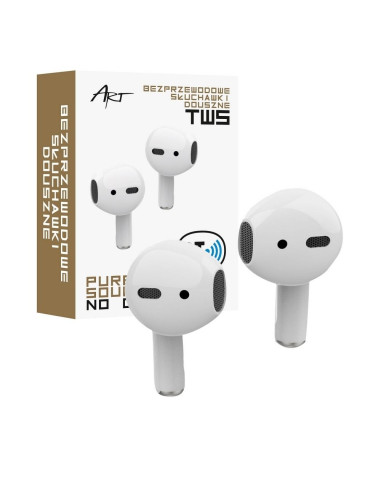 Ecouteurs Bluetooth Stereo TWS SLART AP-TW-B1 + station d"accuei lLightning 8-pin blanc
