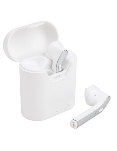 Ecouteurs Bluetooth Stereo TWS ART AP-TW-B1 + station d"accuei micro blanc/argent