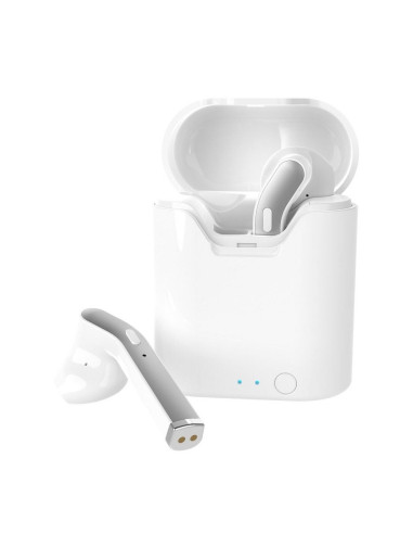 Ecouteurs Bluetooth Stereo TWS ART AP-TW-B1 + station d"accuei micro blanc/argent