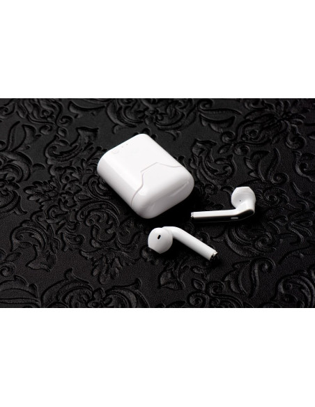 Ecouteurs Bluetooth Stereo TWS ART AP-TW-B1 + station d"accuei micro blanc/argent