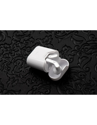 Ecouteurs Bluetooth Stereo TWS ART AP-TW-B1 + station d"accuei micro blanc/argent