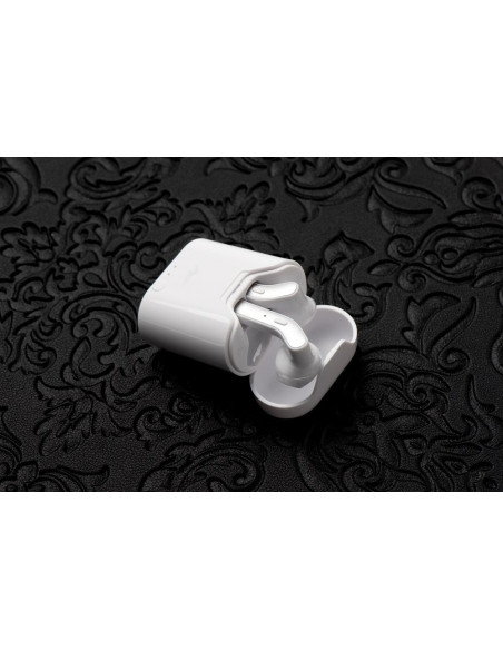Ecouteurs Bluetooth Stereo TWS ART AP-TW-B1 + station d"accuei micro blanc/argent