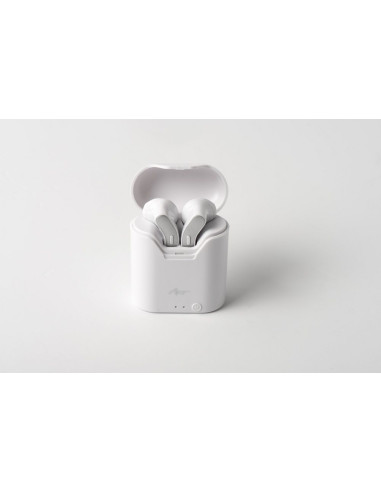 Ecouteurs Bluetooth Stereo TWS ART AP-TW-B1 + station d"accuei micro blanc/argent