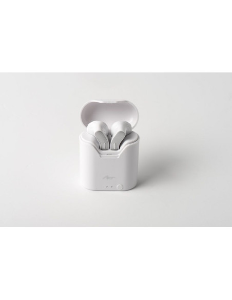 Ecouteurs Bluetooth Stereo TWS ART AP-TW-B1 + station d"accuei micro blanc/argent