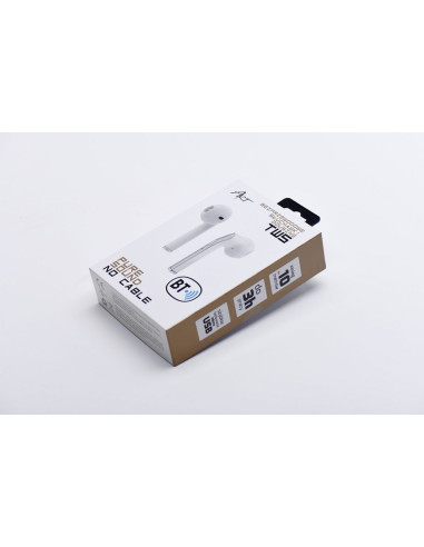 Ecouteurs Bluetooth Stereo TWS ART AP-TW-B1 + station d"accuei micro blanc/argent