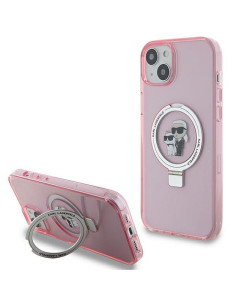 Véritable KARL LAGERFELD Case KLHMP15MHMRSKCP pour iPhone 15 Plus (Compatible avec Magsafe / Ringstand KC / rose)