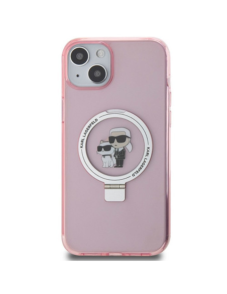 Véritable KARL LAGERFELD Case KLHMP15MHMRSKCP pour iPhone 15 Plus (Compatible avec Magsafe / Ringstand KC / rose)