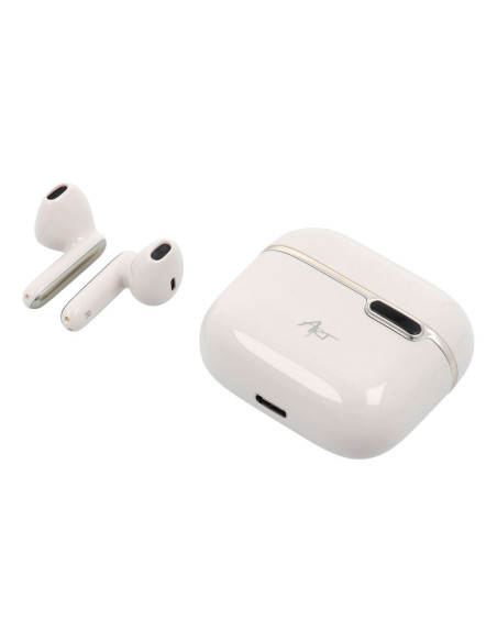 Écouteurs stéréo sans fil / bluetooth TWS ART AP-TW-B4W + station d'accueil avec connecteur de type C blanc
