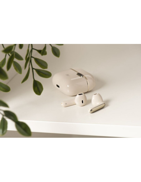 Écouteurs stéréo sans fil / bluetooth TWS ART AP-TW-B4W + station d'accueil avec connecteur de type C blanc