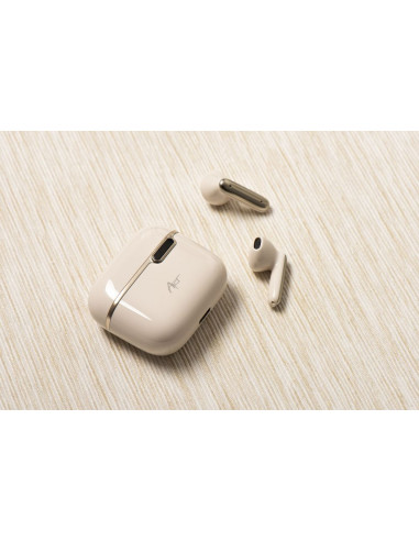Écouteurs stéréo sans fil / bluetooth TWS ART AP-TW-B4W + station d'accueil avec connecteur de type C blanc