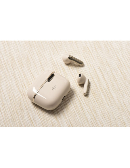 Écouteurs stéréo sans fil / bluetooth TWS ART AP-TW-B4W + station d'accueil avec connecteur de type C blanc