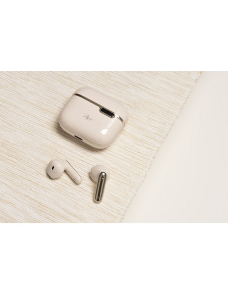 Écouteurs stéréo sans fil / bluetooth TWS ART AP-TW-B4W + station d'accueil avec connecteur de type C blanc