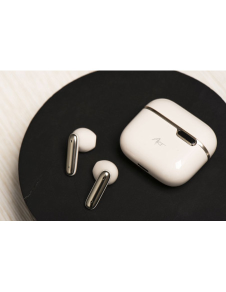 Écouteurs stéréo sans fil / bluetooth TWS ART AP-TW-B4W + station d'accueil avec connecteur de type C blanc