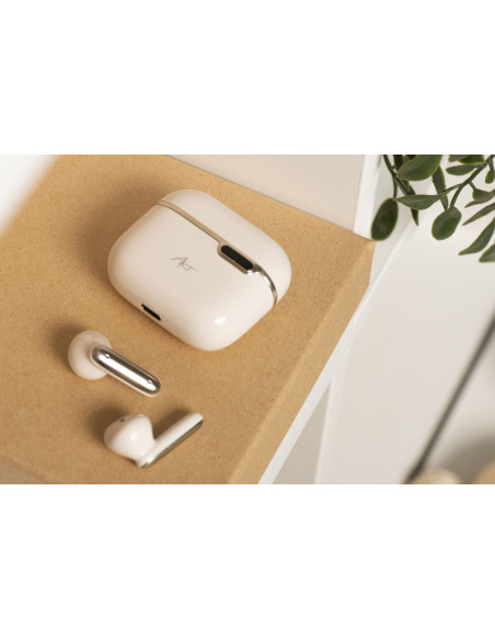 Écouteurs stéréo sans fil / bluetooth TWS ART AP-TW-B4W + station d'accueil avec connecteur de type C blanc