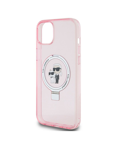 Véritable KARL LAGERFELD Case KLHMP15MHMRSKCP pour iPhone 15 Plus (Compatible avec Magsafe / Ringstand KC / rose)
