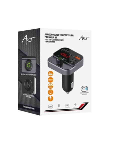 Transmetteur FM MP3 avec bluetooth 5.0 + USB A QC3.0 + Type C (total 30W) ART FM-84B