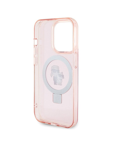 Véritable KARL LAGERFELD Case KLHMP15LHMRSKCP pour iPhone 15 Pro (Compatible avec Magsafe / Ringstand KC / rose)