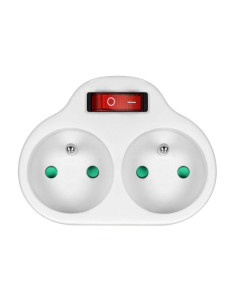 Power splitter with 2 round sockets and a central switch, white (OR-AE-13187) 2