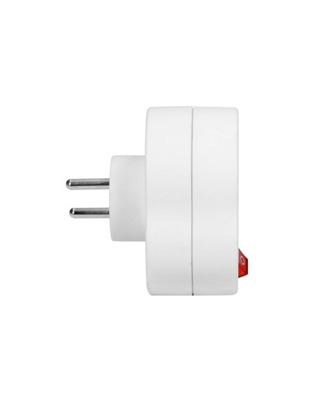 Power splitter with 2 round sockets and a central switch, white (OR-AE-13187)