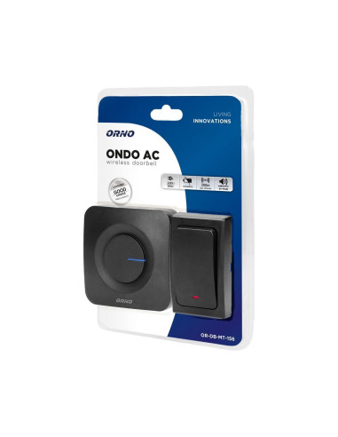 ONDO AC wireless doorbell, plug-in system, battery-free button, 200m. (OR-DB-MT-156)