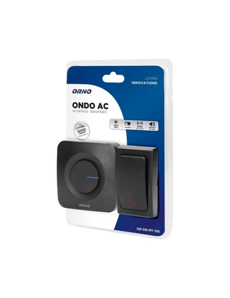ONDO AC wireless doorbell, plug-in system, battery-free button, 200m. (OR-DB-MT-156)
