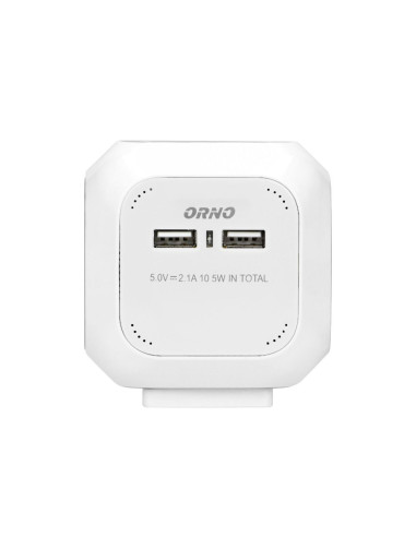 Câble d'extension cube 4x2P+Z, 2xUSB, 1,4 m blanc (OR-AE-13144/W)