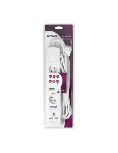 Bloc multiprises 4x2P+Z 2xUSB 3x1.0 3m blanc (OR-AE-13243/W/3M)