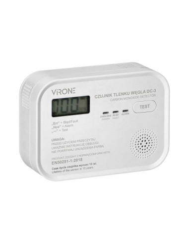 Carbon monoxide battery sensor, 3xAA, 10 years, TESTED (DC-3-TEST)