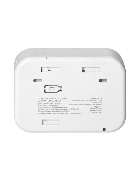 Carbon monoxide battery sensor, 3xAA, 10 years, TESTED (DC-3-TEST)