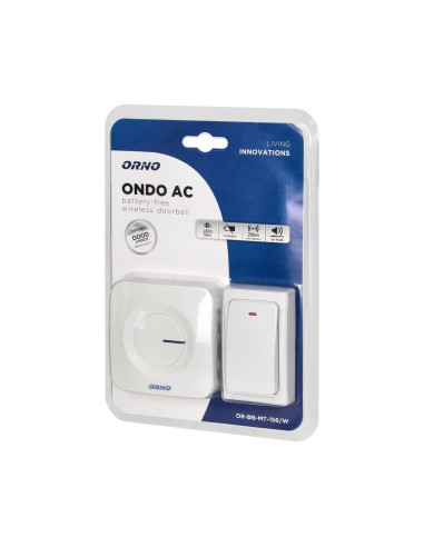 Cloche sans fil 230V~ sans pile ONDO AC blanc (OR-DB-MT-156/W)