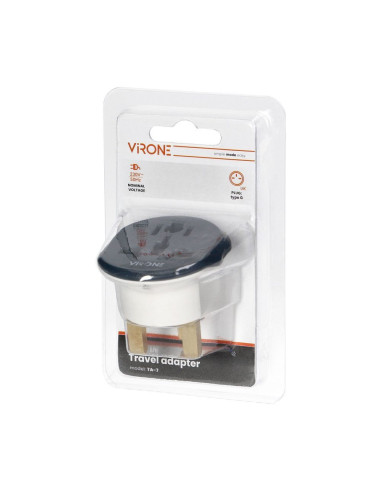Travel adapter- go to UK, 250V, 13A, white - graphite (TA-7)