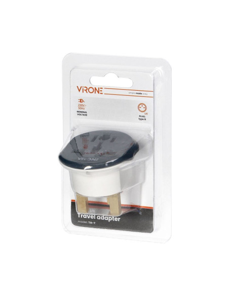 Travel adapter- go to UK, 250V, 13A, white - graphite (TA-7)