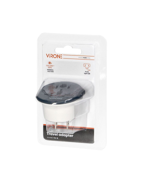 Travel adapter - go to USA, 250V, 10A, (TA-8) white-graphite