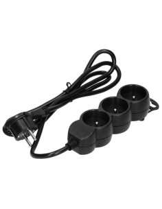 Extension cord 3x2P+Z,1.5m, 3x1,5, black (ES-4/W/1,5)
