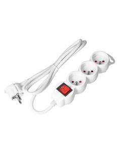 Extension cord 3x2P+Z,ON/OFF,1,5m, 3x1,5,biały (ES-5/W/1,5)