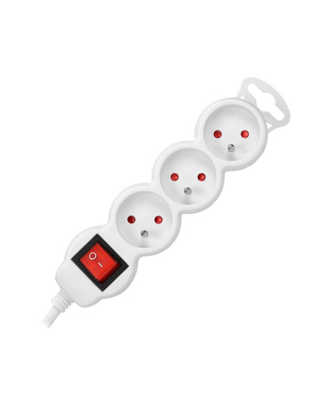 Extension cord 3x2P+Z,ON/OFF,1,5m, 3x1,5,biały (ES-5/W/1,5)