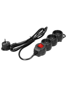 Extension cord 5x2P+Z,ON/OFF,1,5m,3x1,5,black (ES-7/W/1,5)