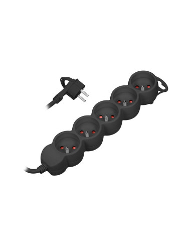 Extension cable 5x2P+Z, 1.5m, 3x1.5, black (ES-6/B/1.5)