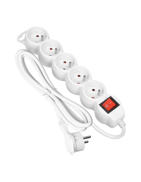 Extension cord 5x2P+Z,ON/OFF,1,5m,3x1,5,white (ES-7/W/1,5)