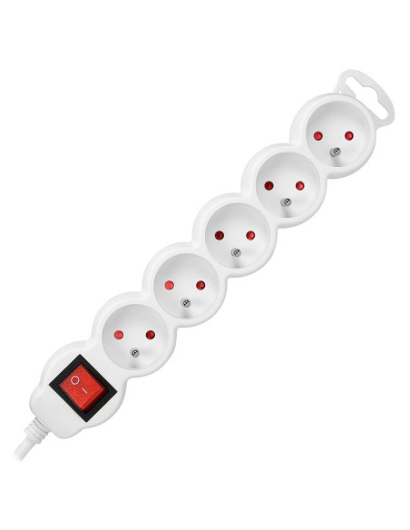 Extension cord 5x2P+Z,ON/OFF,1,5m,3x1,5,white (ES-7/W/1,5)