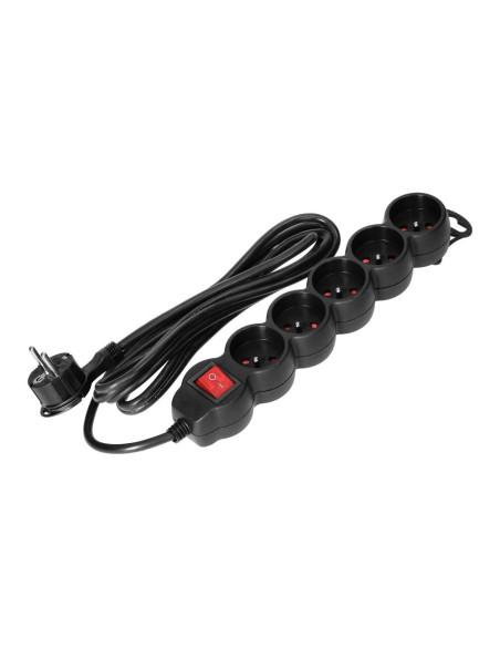 Extension cord 5x2P+Z,ON/OFF,1,5m,3x1,5,black (ES-7/B/1,5)
